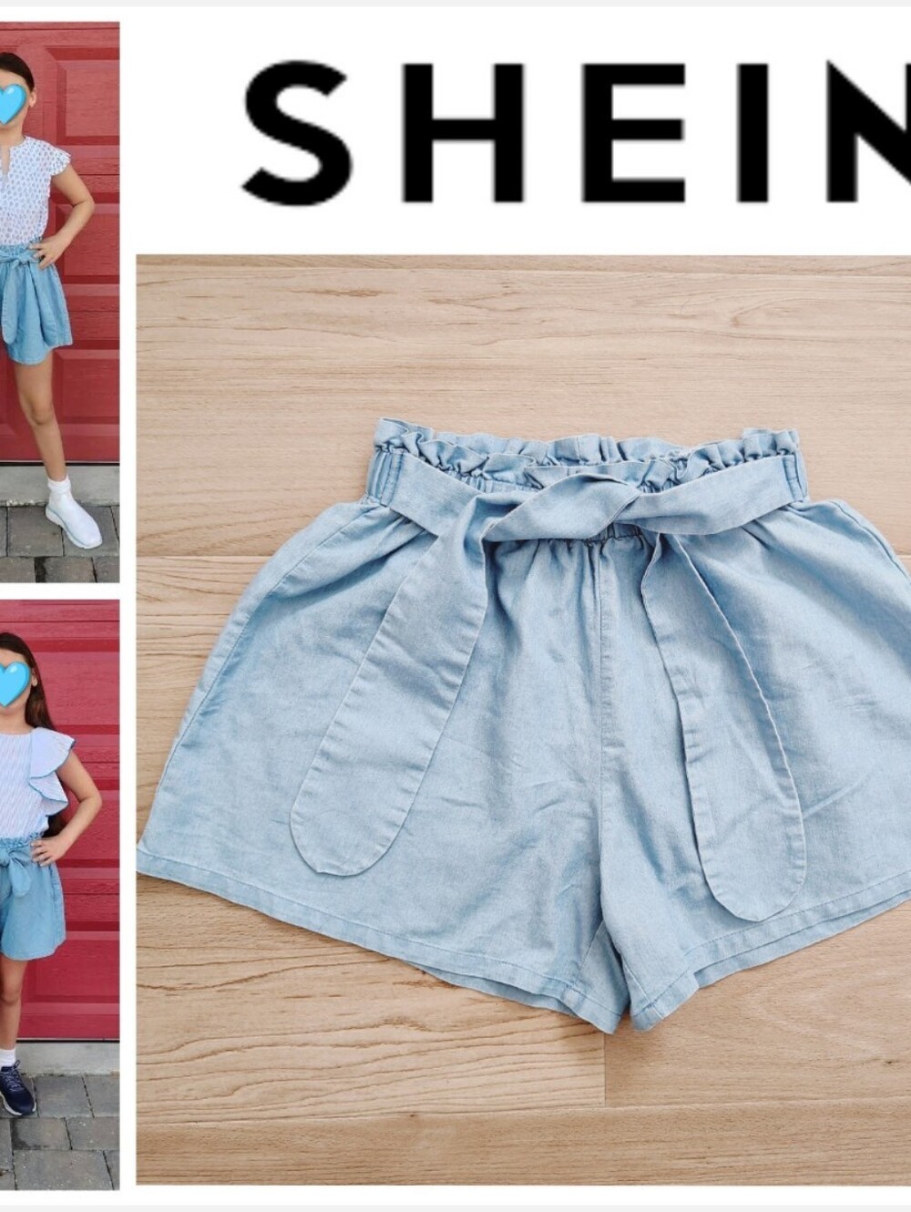 Light Blue Paperbag Shorts